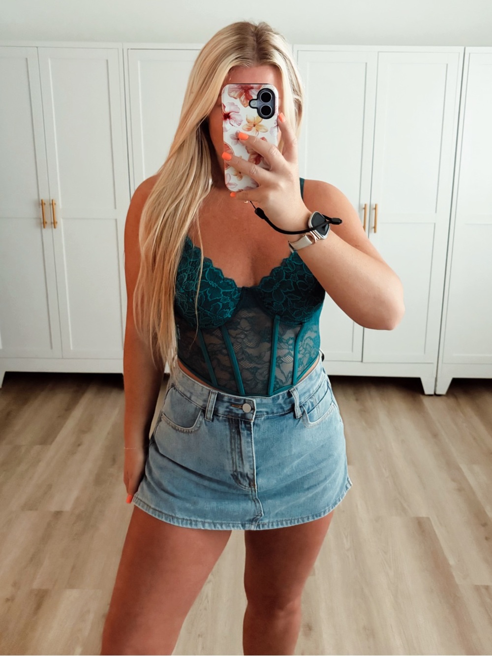 Lace Underwire Bustier Top in Teal - Women